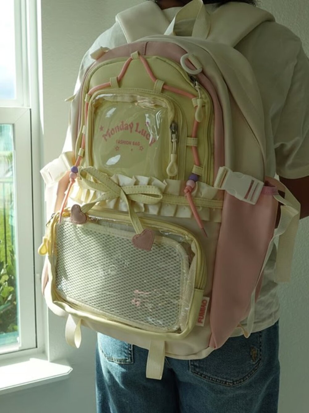 PINK Kawaii Ita Backpack Large Capacity Y2K Cute School Travel Ita Bag, Itabag